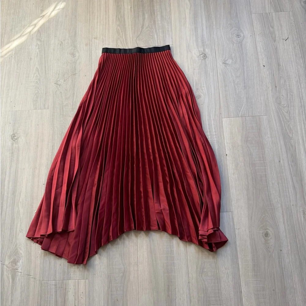 Zara Red Pleated Skirt